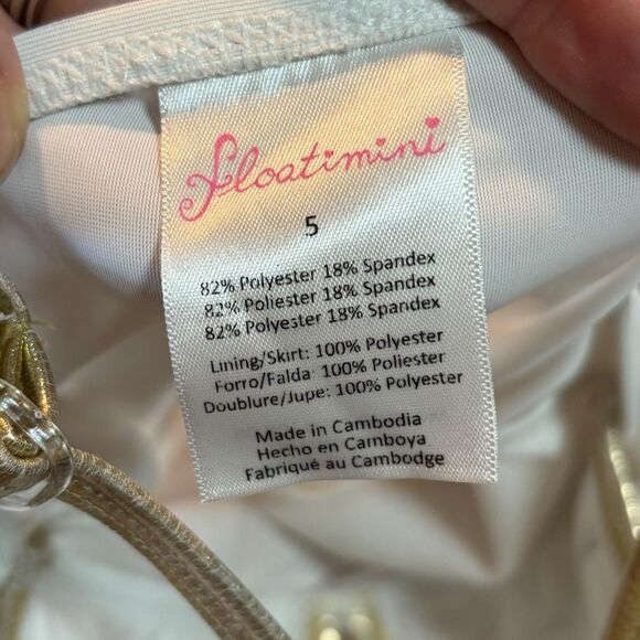 Floatimini heart tutu white gold tutu swimsuit Size 5 - Picture 4 of 4